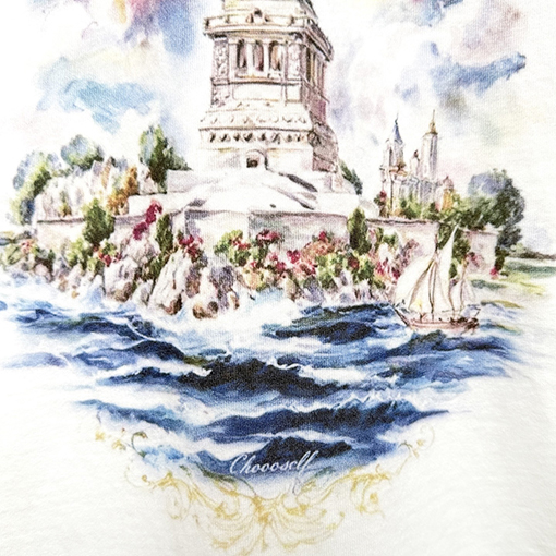 セントマイケルスーパーコピー クラシックコラボレーション油絵自由の女神限定半袖Tシャツ