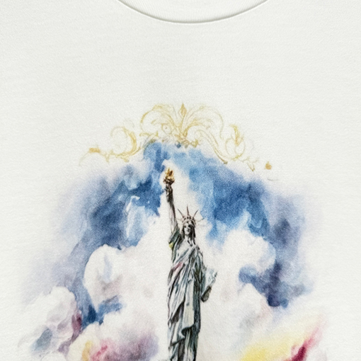セントマイケルスーパーコピー クラシックコラボレーション油絵自由の女神限定半袖Tシャツ