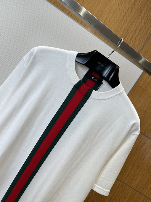 グッチコピー リボン装飾付きニット半袖Tシャツ