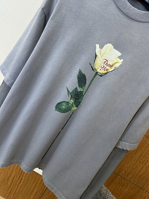 アクネストゥディオズ Acne Studios ローズプリントメッシュフェイクツーピース長袖シャツ