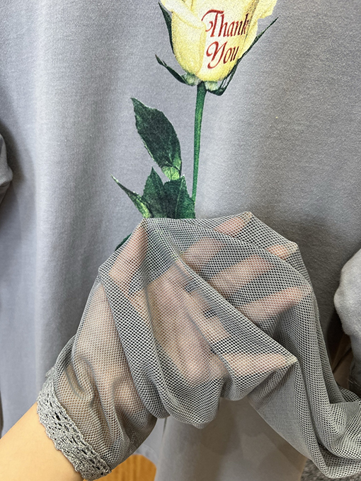 アクネストゥディオズ Acne Studios ローズプリントメッシュフェイクツーピース長袖シャツ