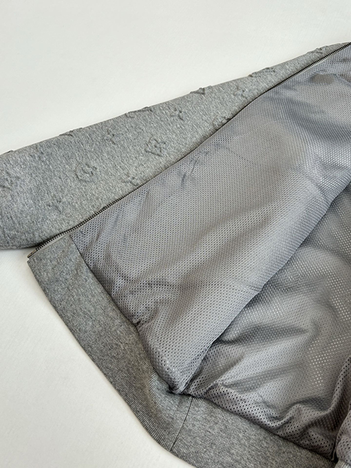 ルイヴィトン Monogram クラシックなエンボスの総柄スタンドカラージップアップジャケット