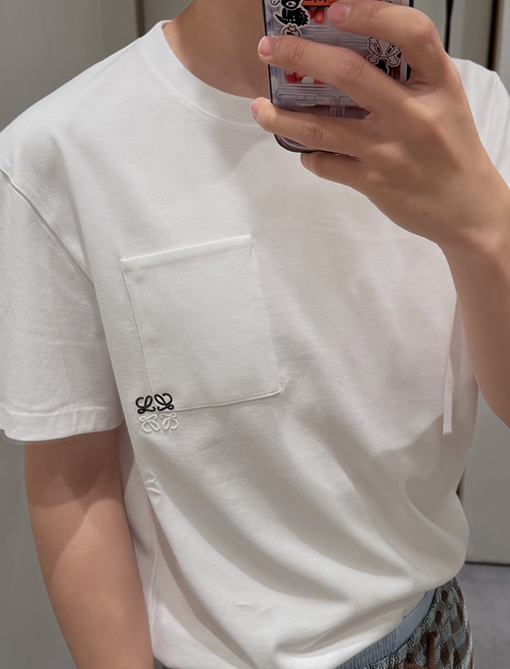 ロエベコピー ポケット刺繍入り半袖Tシャツ
