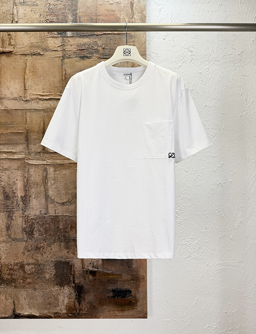 ロエベコピー ポケット刺繍入り半袖Tシャツ