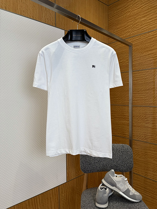 バーバリーコピー メタルウォーホースのロゴ入り無地カジュアル半袖Tシャツ