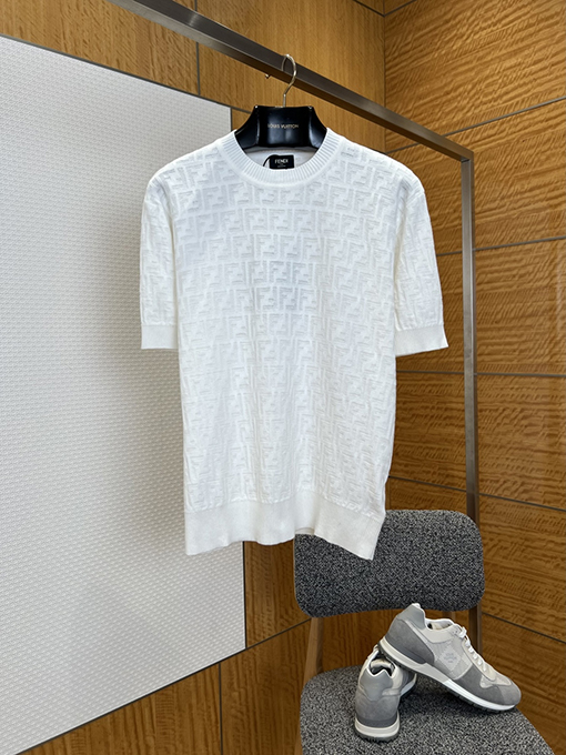 フェンディ ダブルFジャカードニット半袖Tシャツ