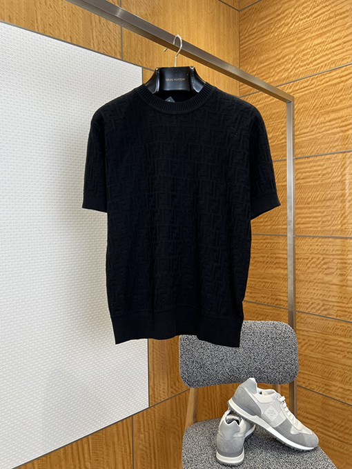 フェンディ ダブルFジャカードニット半袖Tシャツ