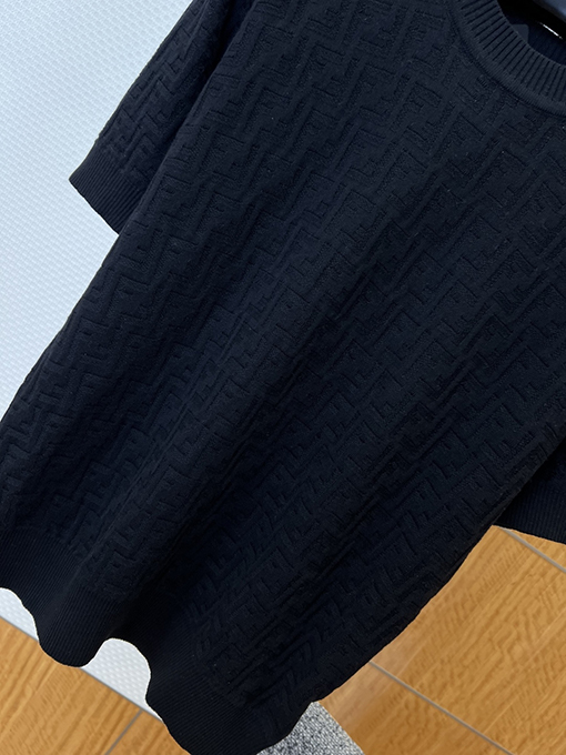 フェンディ ダブルFジャカードニット半袖Tシャツ