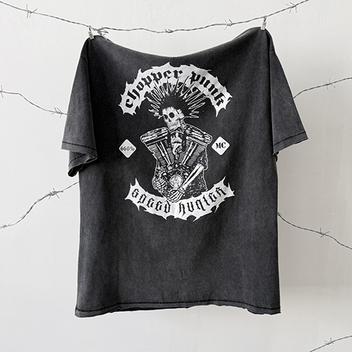 セントマイケル 反逆なモーターサイクルスカル限定半袖Tシャツ