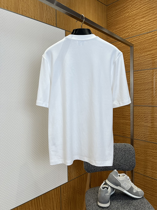 エルメスコピー ライン刺繍入りクルーネック半袖Tシャツ