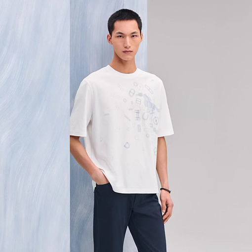 エルメス 全面プリントのクルーネック半袖Tシャツ