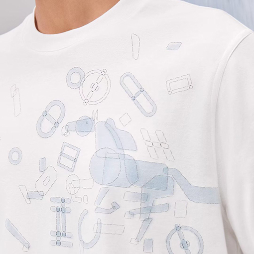 エルメス 全面プリントのクルーネック半袖Tシャツ