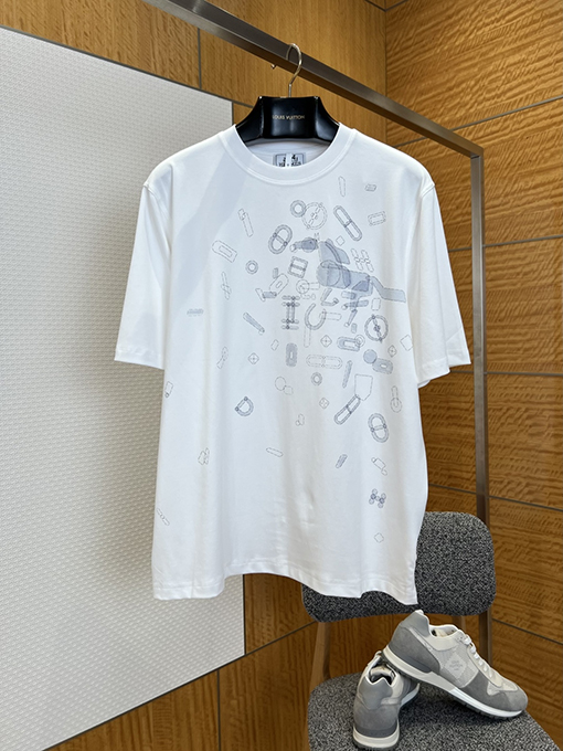 エルメス 全面プリントのクルーネック半袖Tシャツ