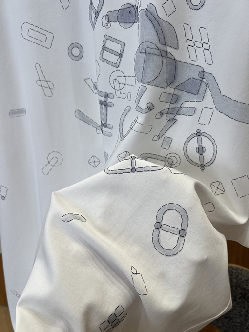 エルメス 全面プリントのクルーネック半袖Tシャツ