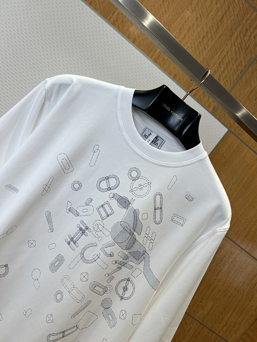 エルメス 全面プリントのクルーネック半袖Tシャツ