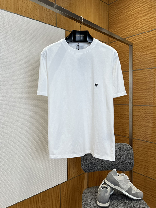 ディオールスーパーコピー ミツバチの刺繍が入ったベーシックな半袖Tシャツ