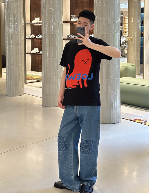 ロエベ Loewe 新モデル180周年記念プリント刺繍入り半袖Tシャツ