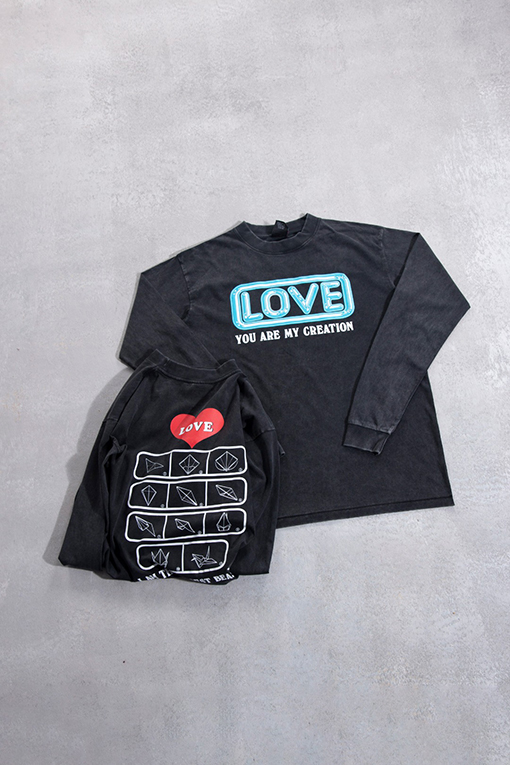 セントマイケル LOVE ウォッシュドハート長袖シャツ