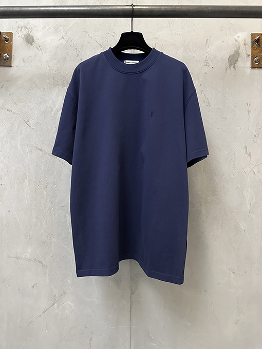 サンローランコピー クラシックな小さなロゴ刺繍入りの厚の半袖Tシャツ
