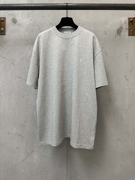サンローランコピー クラシックな小さなロゴ刺繍入りの厚の半袖Tシャツ