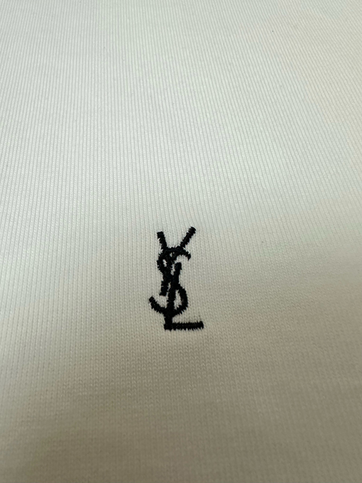 サンローランコピー クラシックな小さなロゴ刺繍入りの厚の半袖Tシャツ