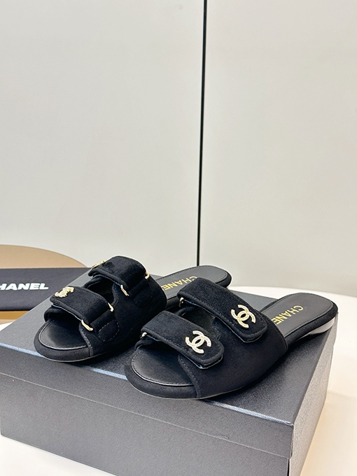 シャネルスーパーコピー レディースダブルストラップのベルクロフラットサンダル