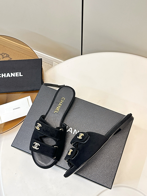 シャネルスーパーコピー レディースダブルストラップのベルクロフラットサンダル