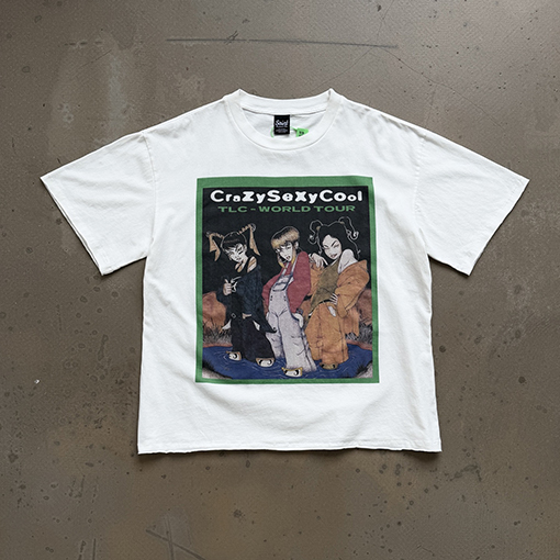 セントマイケルコピー Vintage レトロスタイルのTLC記念ショートワイドネック半袖Tシャツ