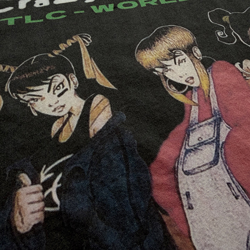 セントマイケルコピー Vintage レトロスタイルのTLC記念ショートワイドネック半袖Tシャツ