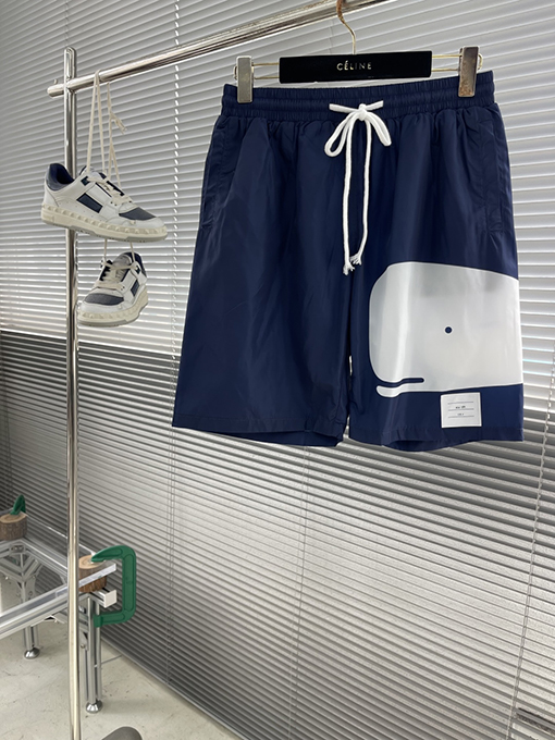 トムブラウンコピー 前面と背面クジラ柄ビーチショーツ