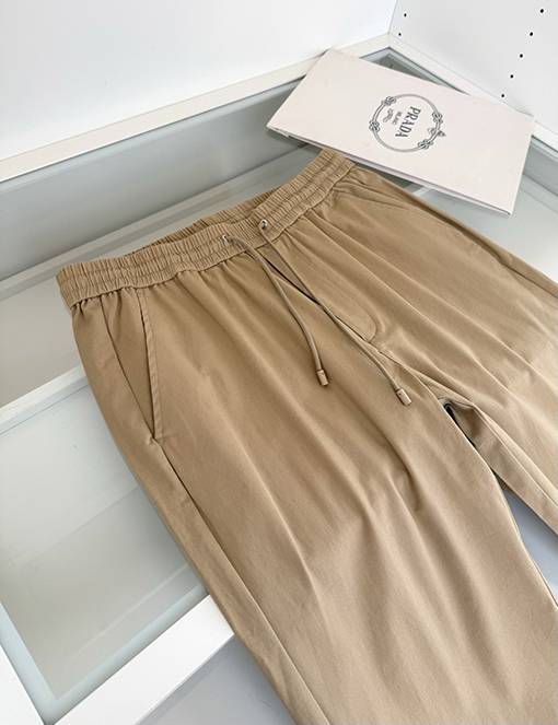 プラダ 春夏け薄ゴムウエストストレートレッグカジュアルパンツ