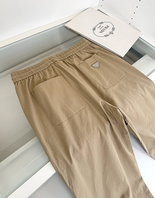 プラダ 春夏け薄ゴムウエストストレートレッグカジュアルパンツ