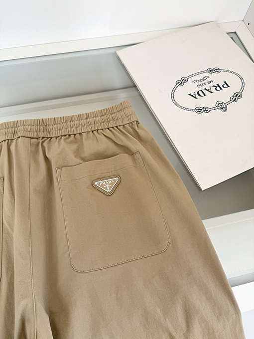 プラダ 春夏け薄ゴムウエストストレートレッグカジュアルパンツ