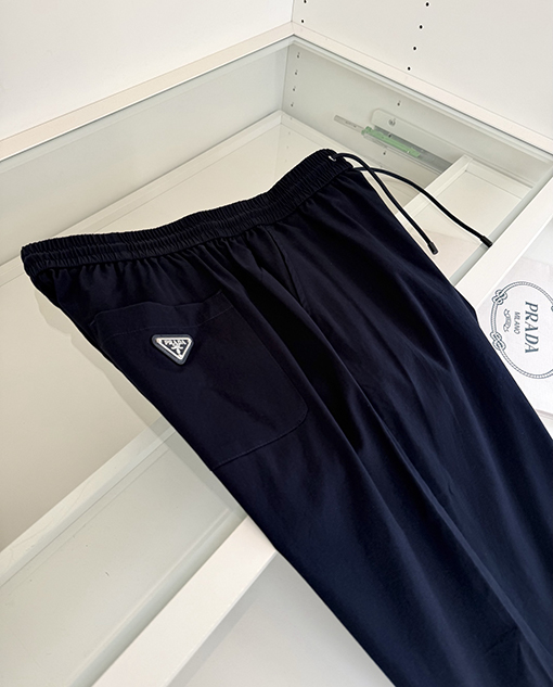 プラダ 春夏け薄ゴムウエストストレートレッグカジュアルパンツ