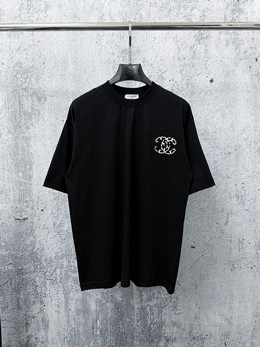 シャネルスーパーコピー フロッキーとプレスをしたカップルけ半袖Tシャツ