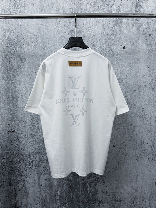 ルイヴィトンコピー LV 新モデルロゴ入りラインストーン半袖Tシャツ