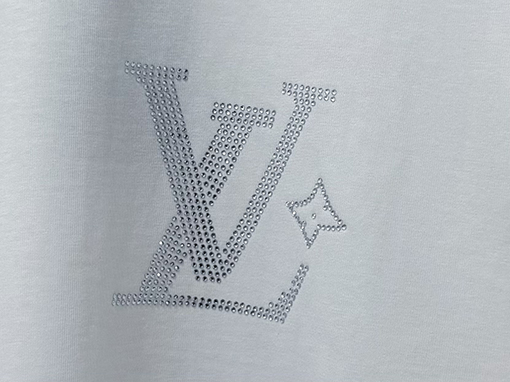 ルイヴィトンコピー LV 新モデルロゴ入りラインストーン半袖Tシャツ