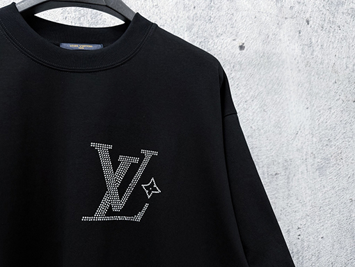 ルイヴィトンコピー LV 新モデルロゴ入りラインストーン半袖Tシャツ