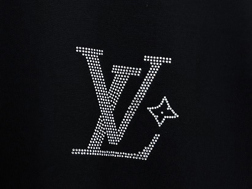 ルイヴィトンコピー LV 新モデルロゴ入りラインストーン半袖Tシャツ