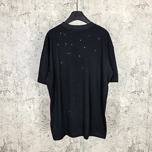 アクネストゥディオズ Acne Studios 1996 シリーズ レーザーシルバーラインストーン装飾半袖Tシャツ