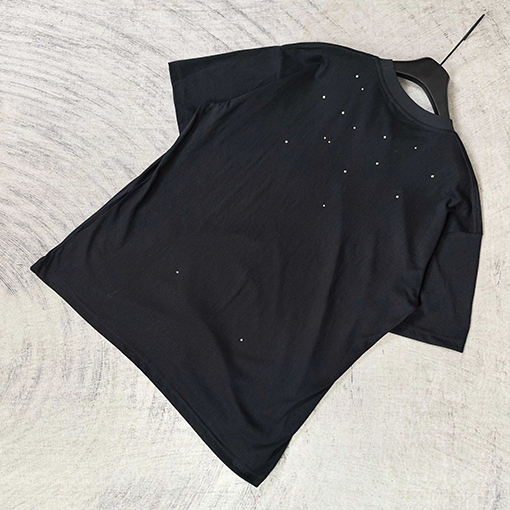 アクネストゥディオズ Acne Studios 1996 シリーズ レーザーシルバーラインストーン装飾半袖Tシャツ
