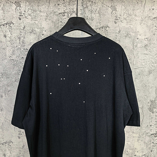 アクネストゥディオズ Acne Studios 1996 シリーズ レーザーシルバーラインストーン装飾半袖Tシャツ