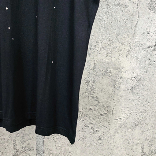 アクネストゥディオズ Acne Studios 1996 シリーズ レーザーシルバーラインストーン装飾半袖Tシャツ