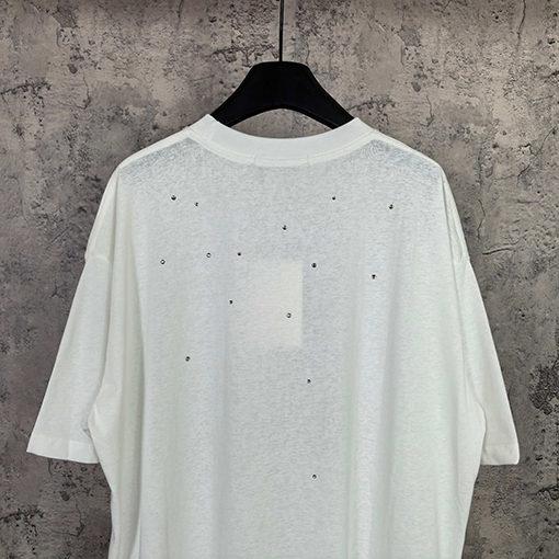 アクネストゥディオズ Acne Studios 1996 シリーズ レーザーシルバーラインストーン装飾半袖Tシャツ