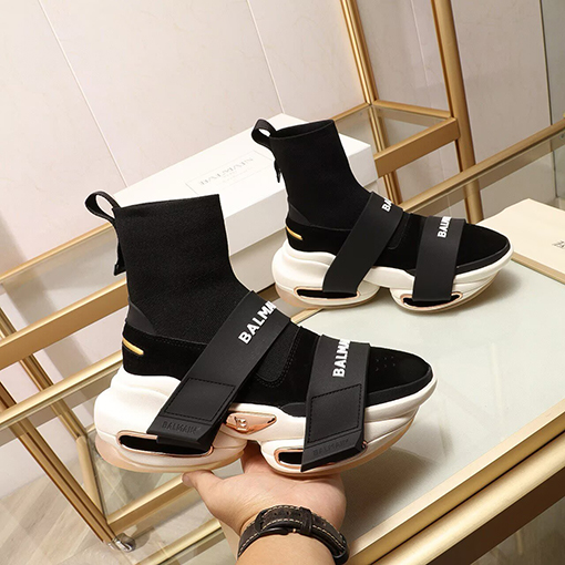 バルマン BALMAINロゴストラップ 厚底ソックススニーカー