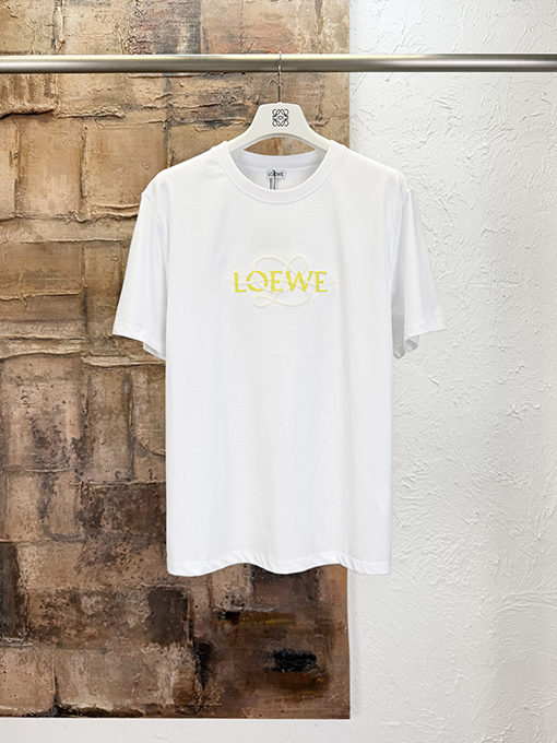 ロエベコピー LOEWE カラーブロックの文字刺繍入り半袖Tシャツ
