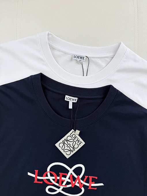 ロエベコピー LOEWE カラーブロックの文字刺繍入り半袖Tシャツ