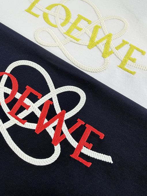 ロエベコピー LOEWE カラーブロックの文字刺繍入り半袖Tシャツ