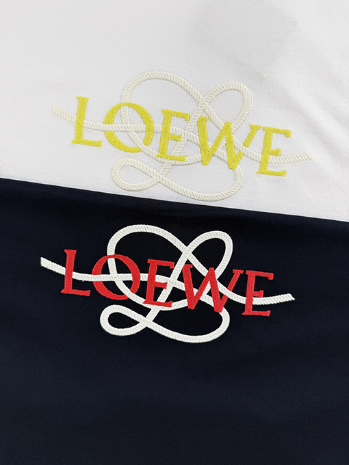 ロエベコピー LOEWE カラーブロックの文字刺繍入り半袖Tシャツ