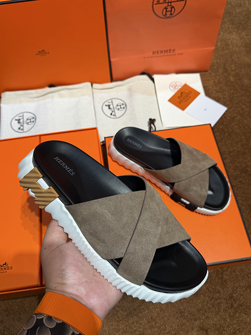 エルメスコピー Infra メンズカーフスキン超高級プライベートタイプソールサンダル